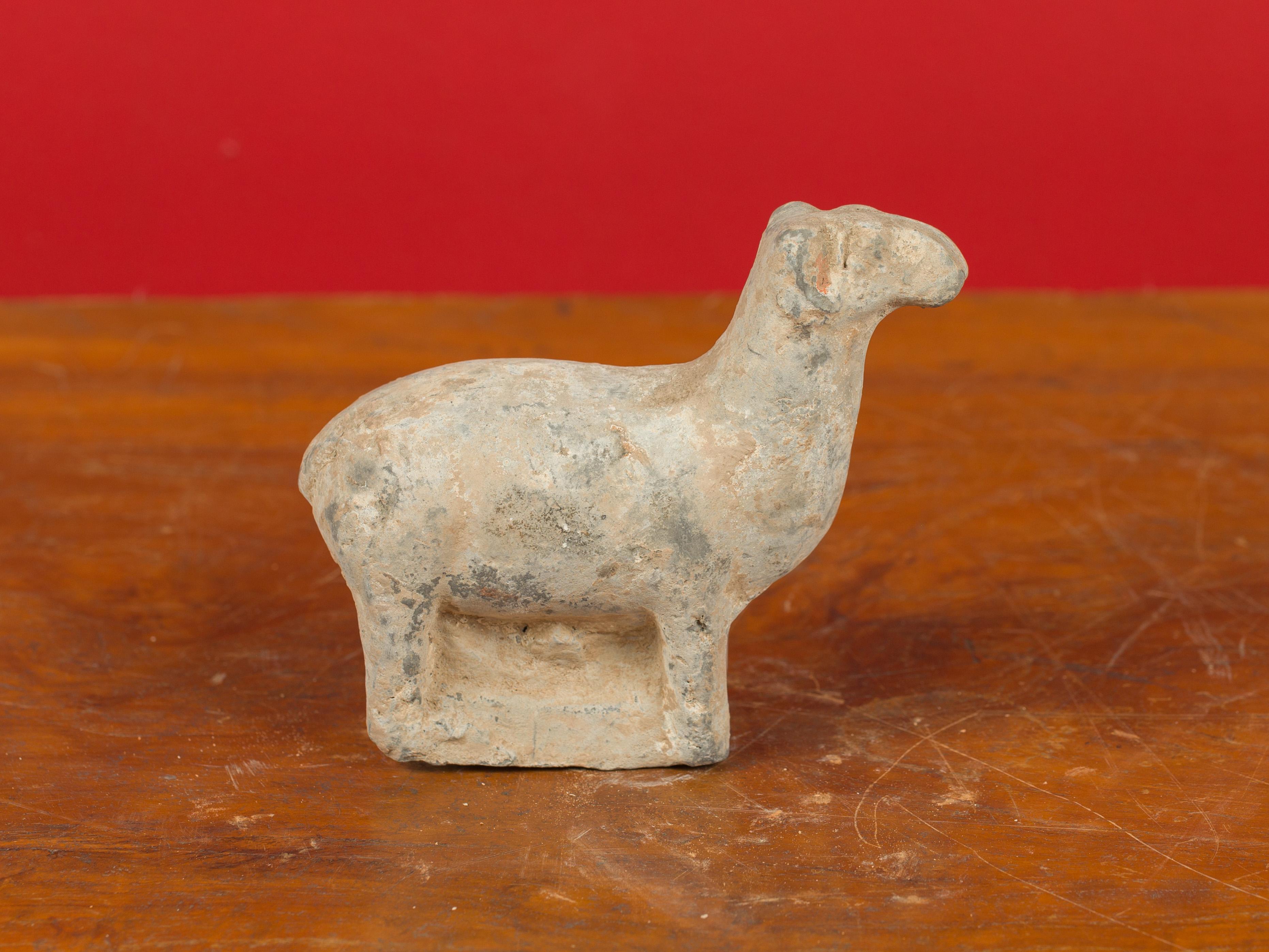 Chinese Petite Han Dynasty Terracotta Sheep Mingqi, circa 202 BC-200 AD 1