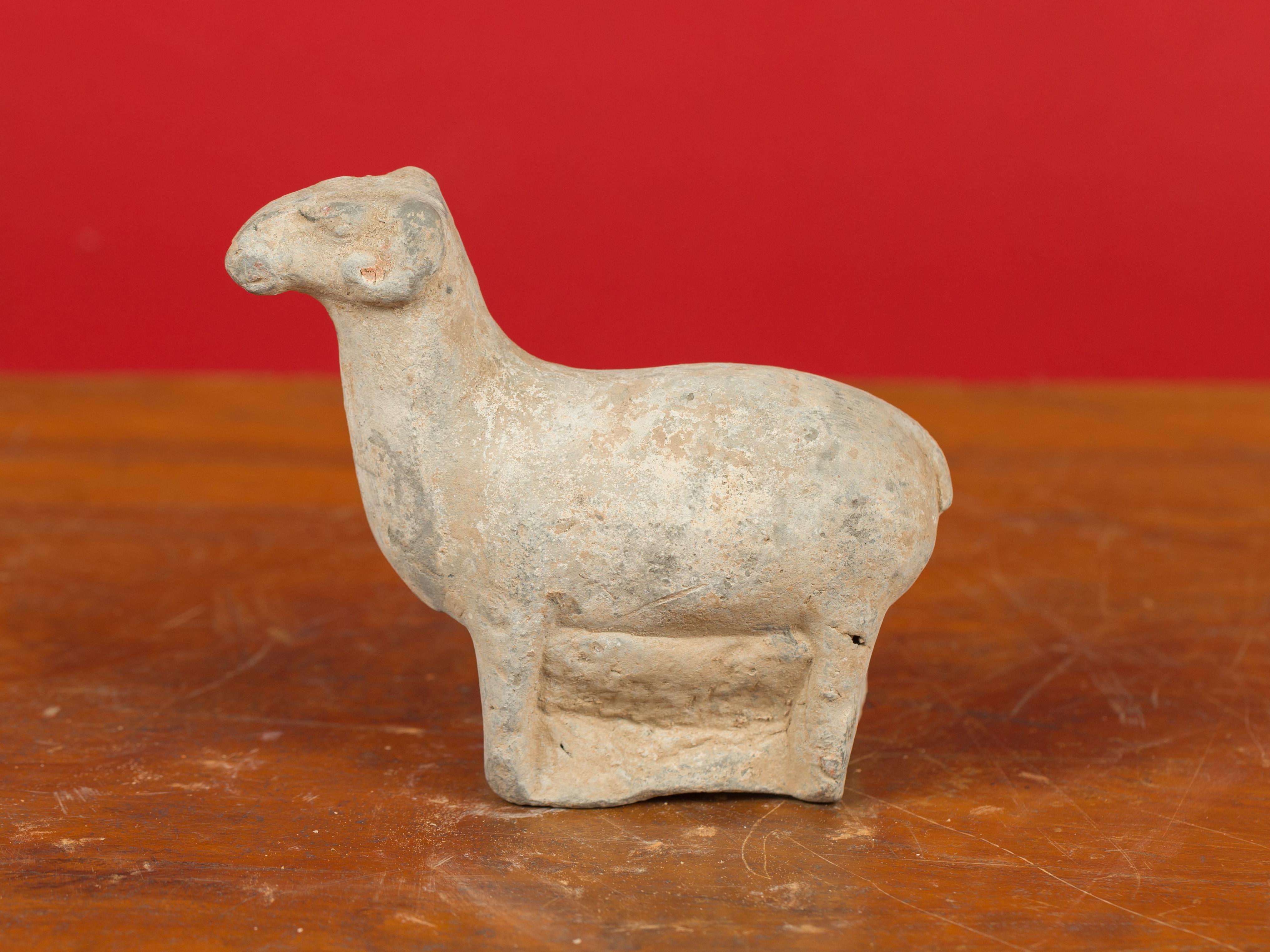 Chinese Petite Han Dynasty Terracotta Sheep Mingqi, circa 202 BC-200 AD 4