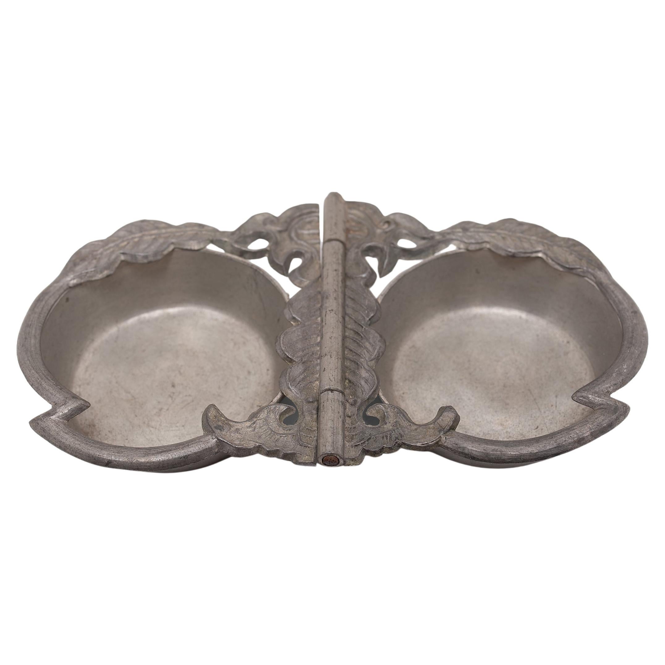 Chinese Pewter Folding Dish For Sale