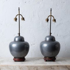 Chinese Pewter Ginger Jar Lamps
