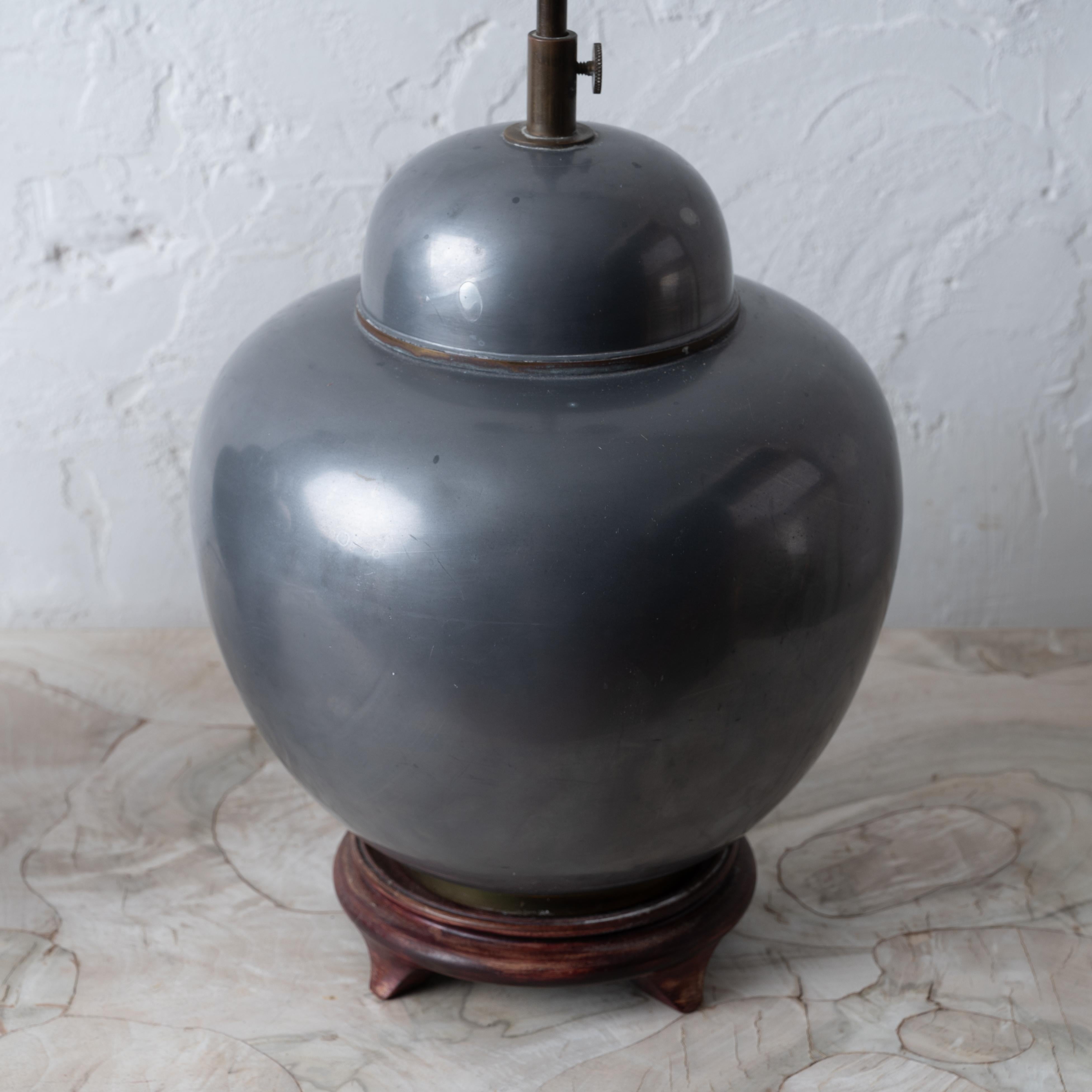Chinese Pewter Ginger Jar Lamps 1