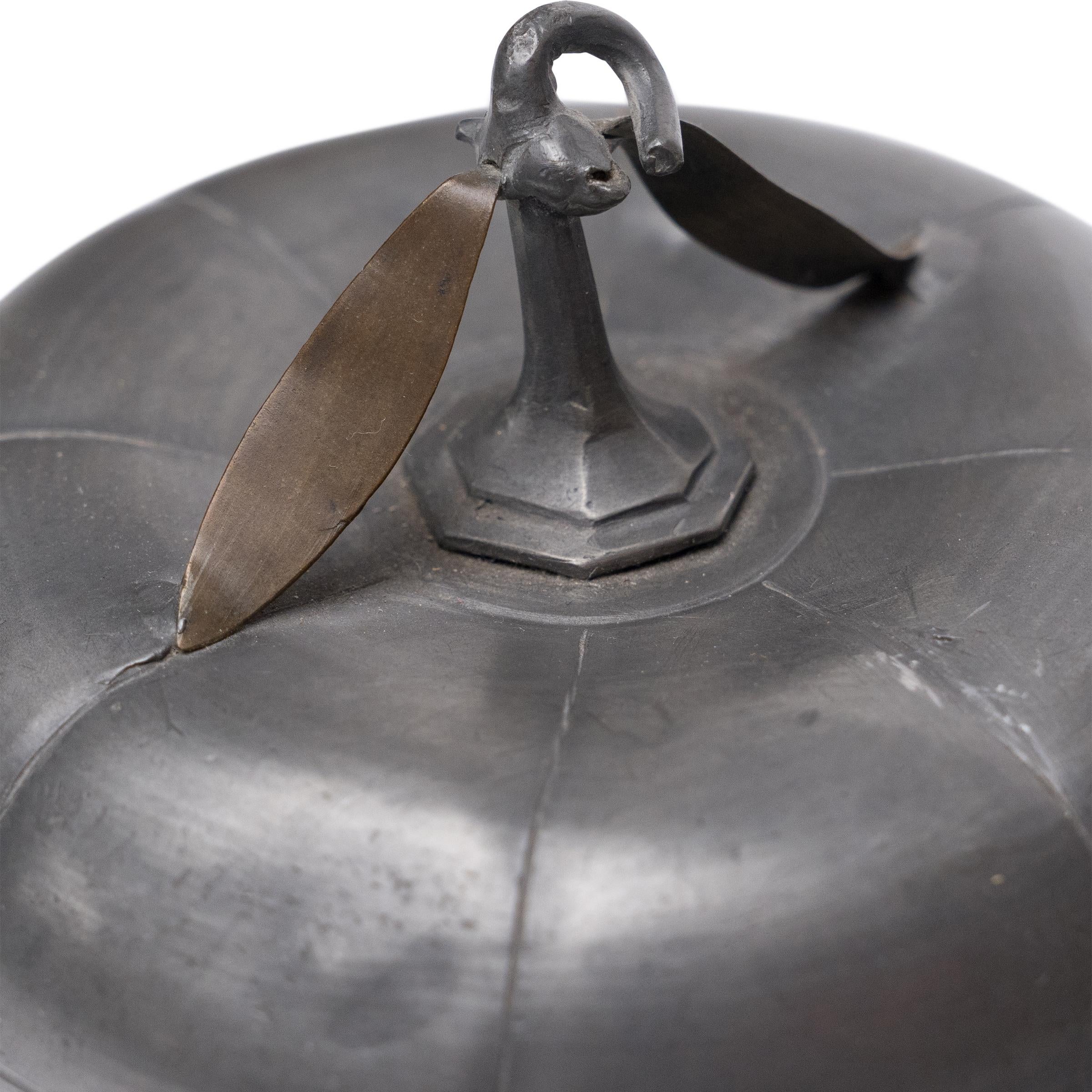 20th Century Chinese Pewter Gourd Box, c. 1920s For Sale
