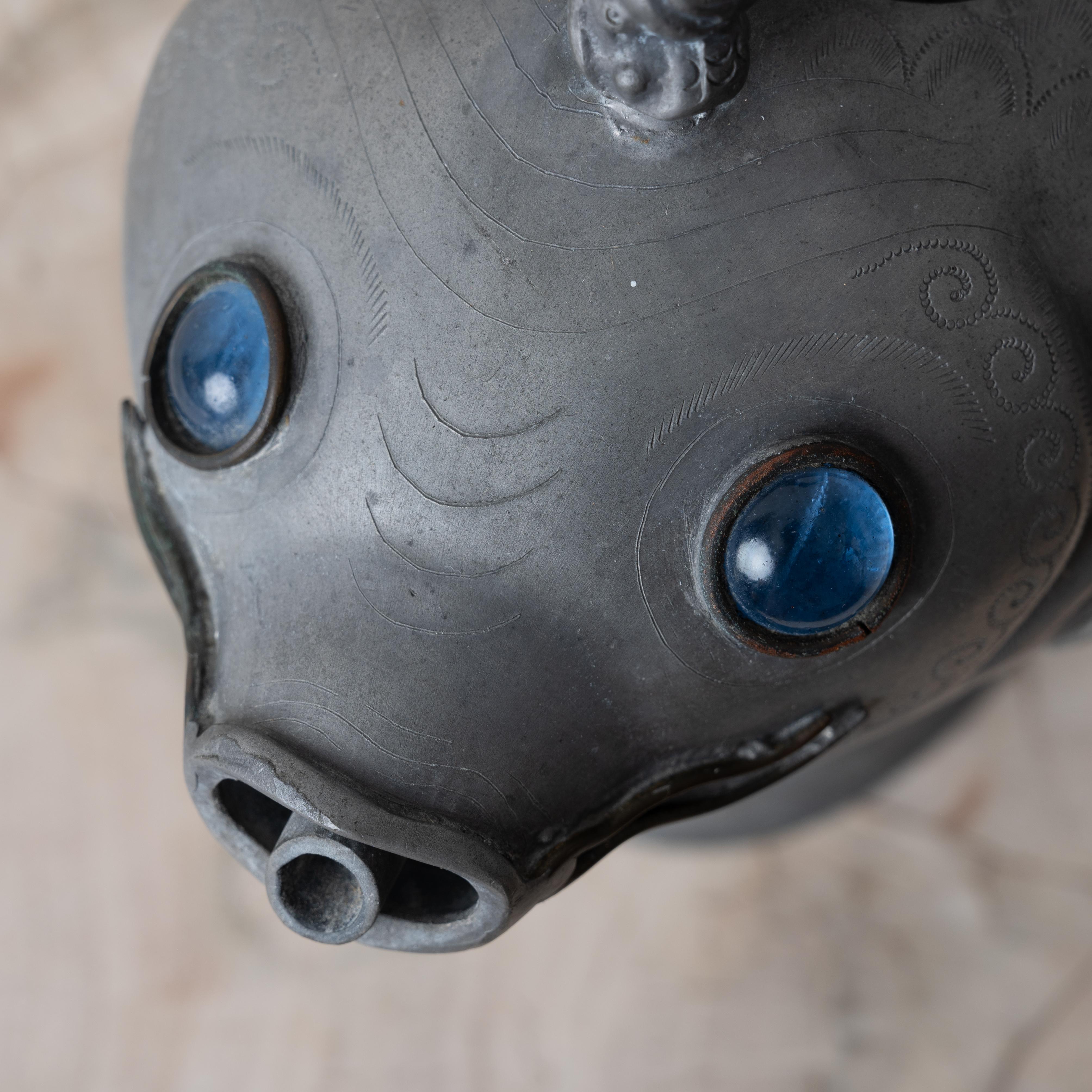 Chinese Pewter Koi Fish Teapots, 19th Century For Sale 9