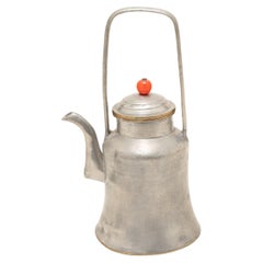 Antique Chinese Pewter Teapot with Carnelian Bead, c. 1910