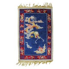 Retro Chinese Pictorial Handmade Silk Rug with Dragon