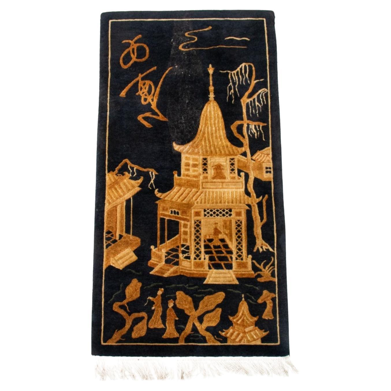 Chinese Pictorial Rug, 4' x 2' For Sale