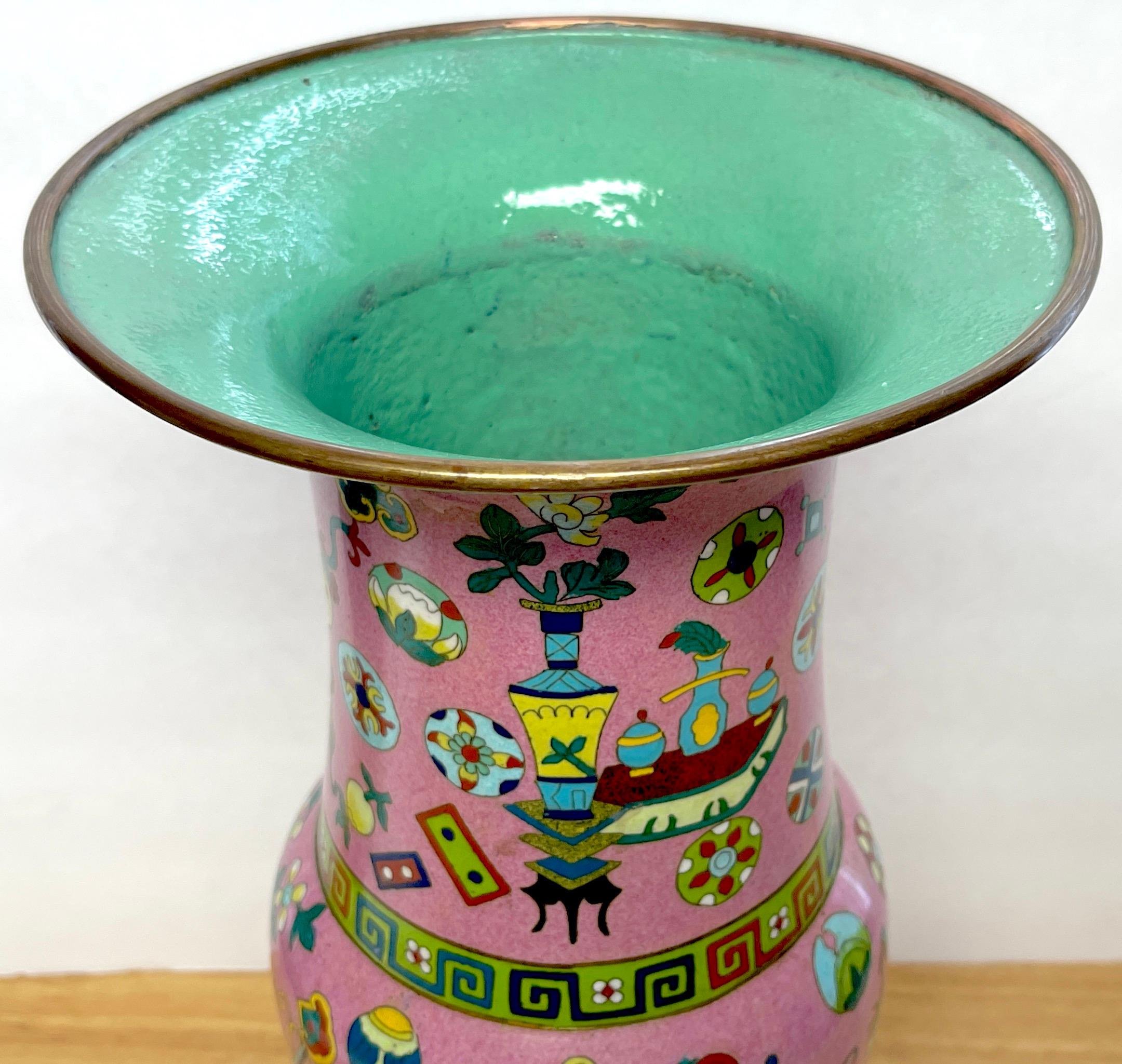  Chinese Pink background Cloisonné 