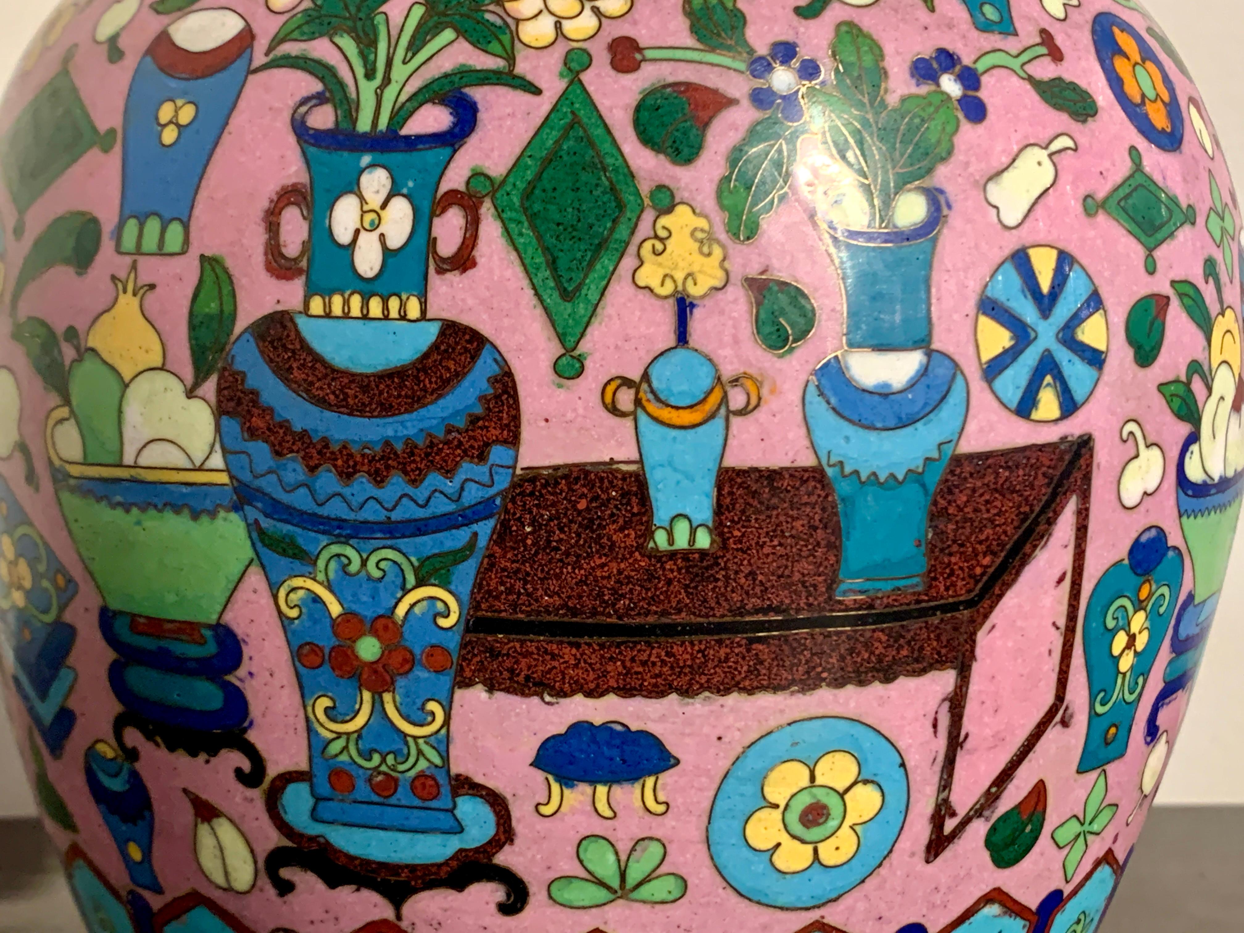 Mid-20th Century Chinese Pink Cloisonne 