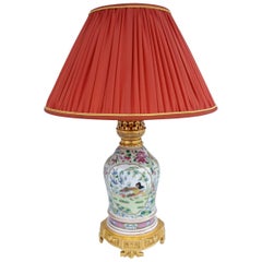Chinese Pink Family Style Porcelain Lamp, circa 1880
