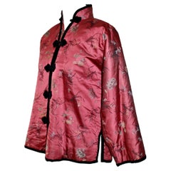 Chinese Pink Lampas 1930's Curly Lamb Lining