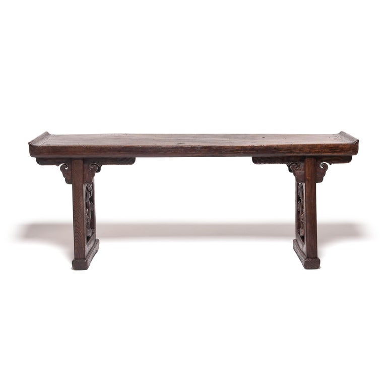 Hand-Carved Chinese Plank Top Ruyi Altar Table, circa 1800 For Sale