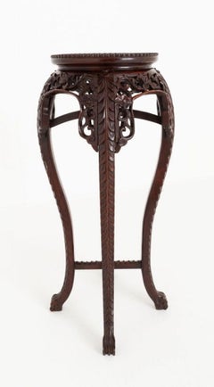 Chinese Plant Stand Carved Harwood Pedestal 1880