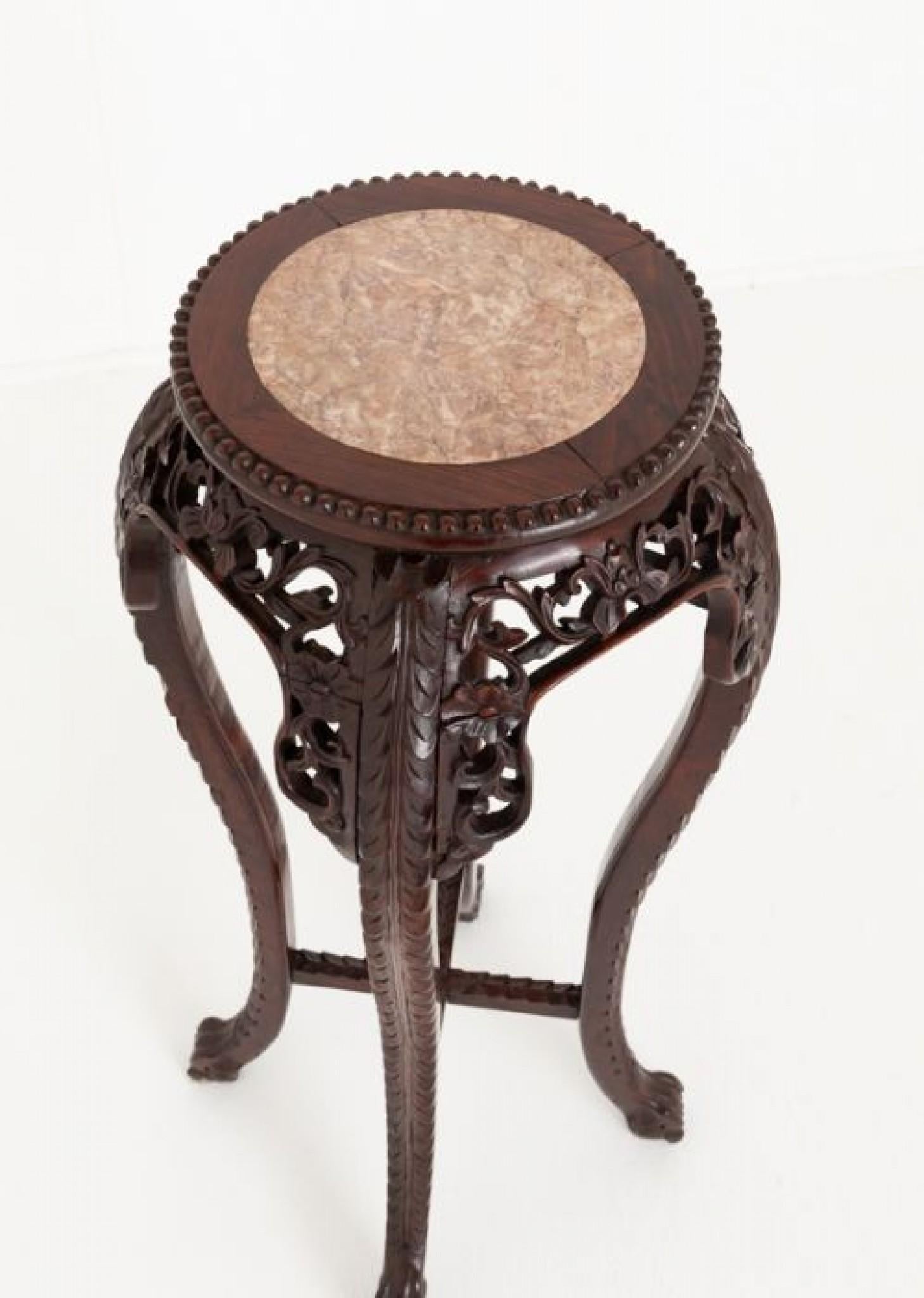Chinese Plant Stand Carved Harwood Pedestal 1880 In Good Condition For Sale In Potters Bar, GB