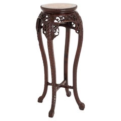 Chinese Plant Stand Carved Harwood Pedestal 1880