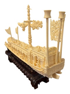 Chinese Plastic Hand Carved Ship Boat Figure