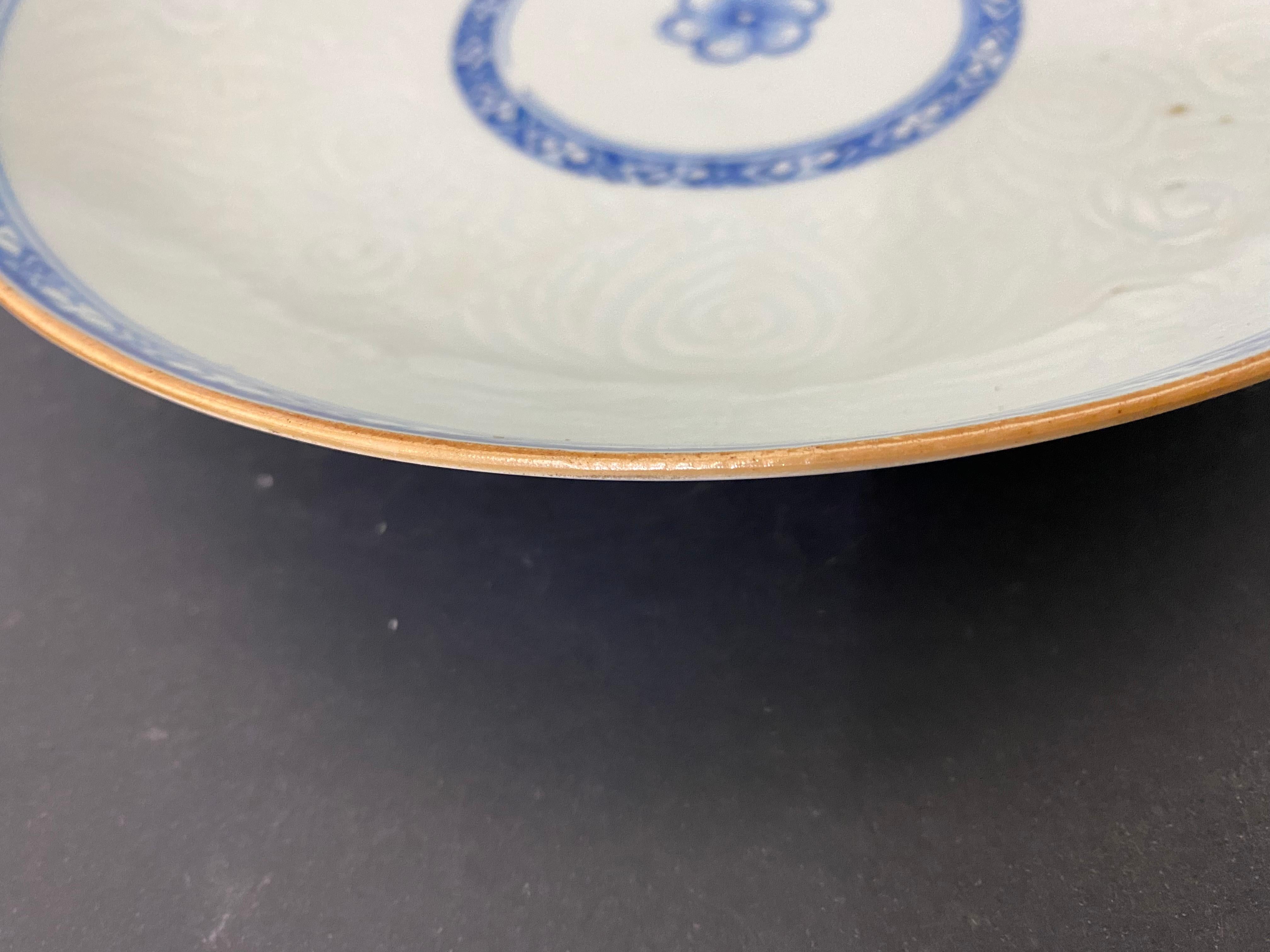 Chinese Plate Inspired by the Blue Family India Compagny, Mid 19th Century For Sale 3