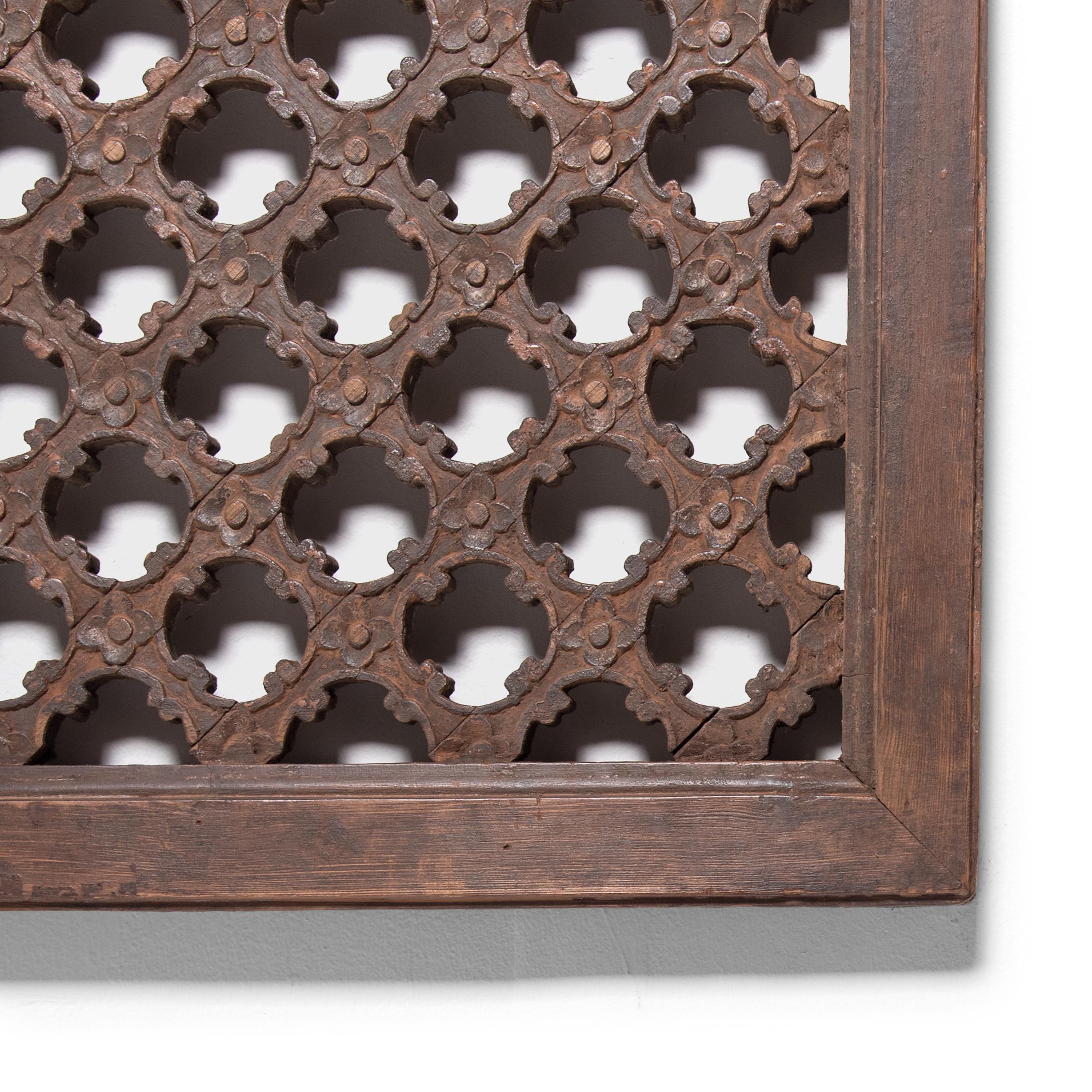 Chinese Plum Blossom Lattice Panel, c. 1900 In Good Condition In Chicago, IL