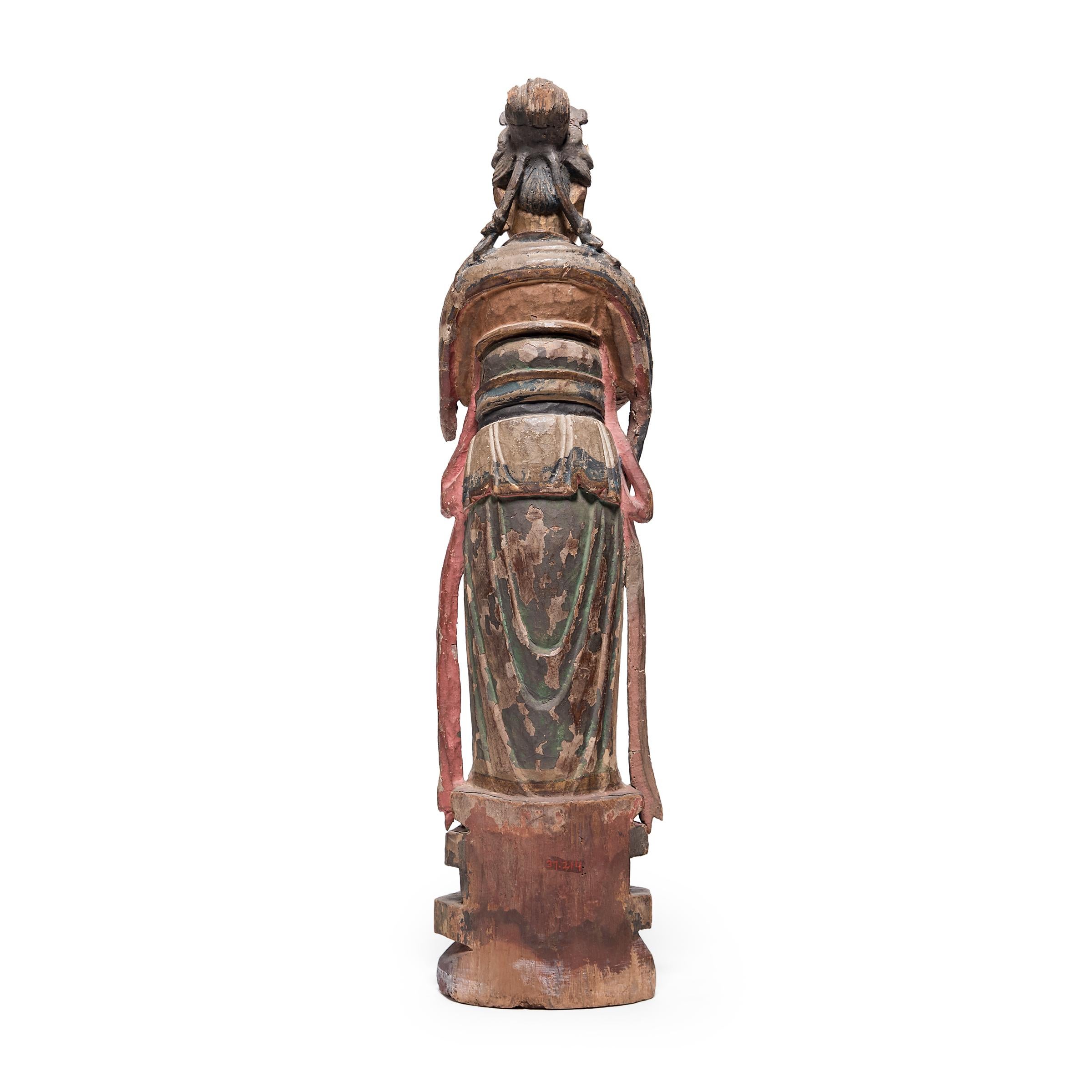 Qing Chinese Polychrome Guanyin Bodhisattva Figure