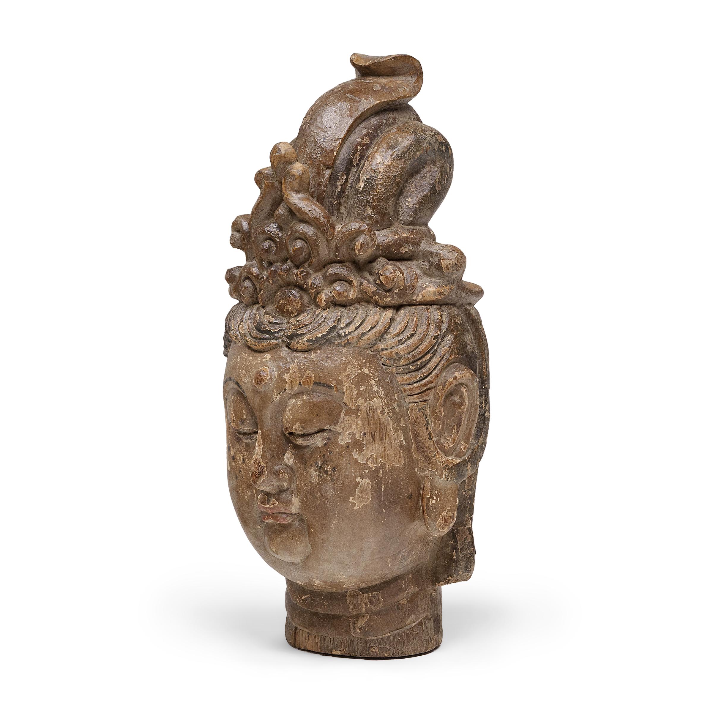 Qing Chinese Polychrome Guanyin Head