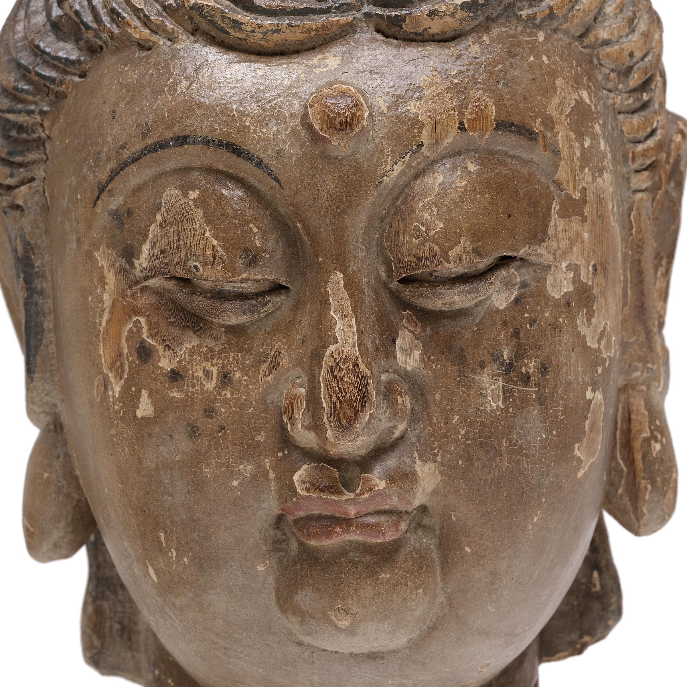 Contemporary Chinese Polychrome Guanyin Head