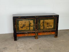 Chinese Polychrome Lacquer Two-Door Cabinet, 19th Century