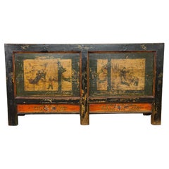 Chinese Polychrome Lacquer Two-Door Cabinet, 19th Century