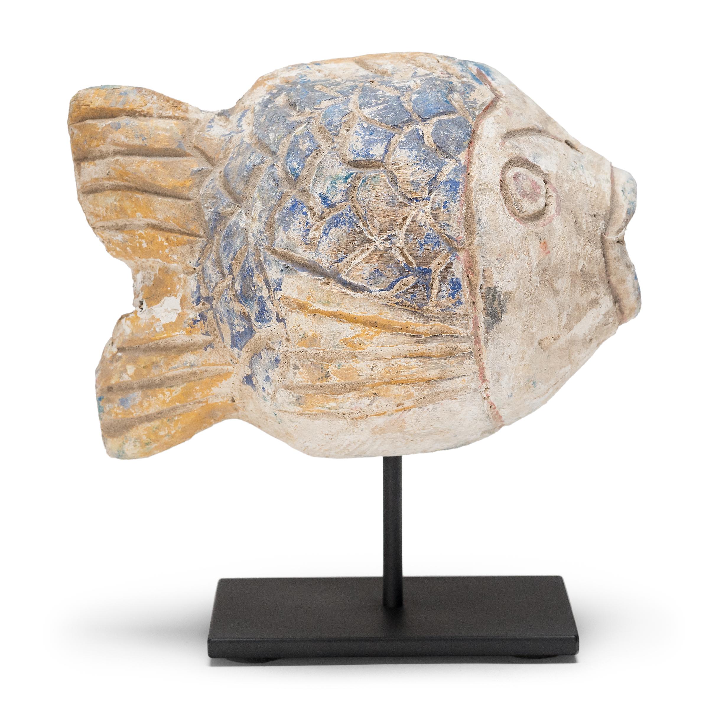 Rustic Chinese Polychrome Lucky Fish