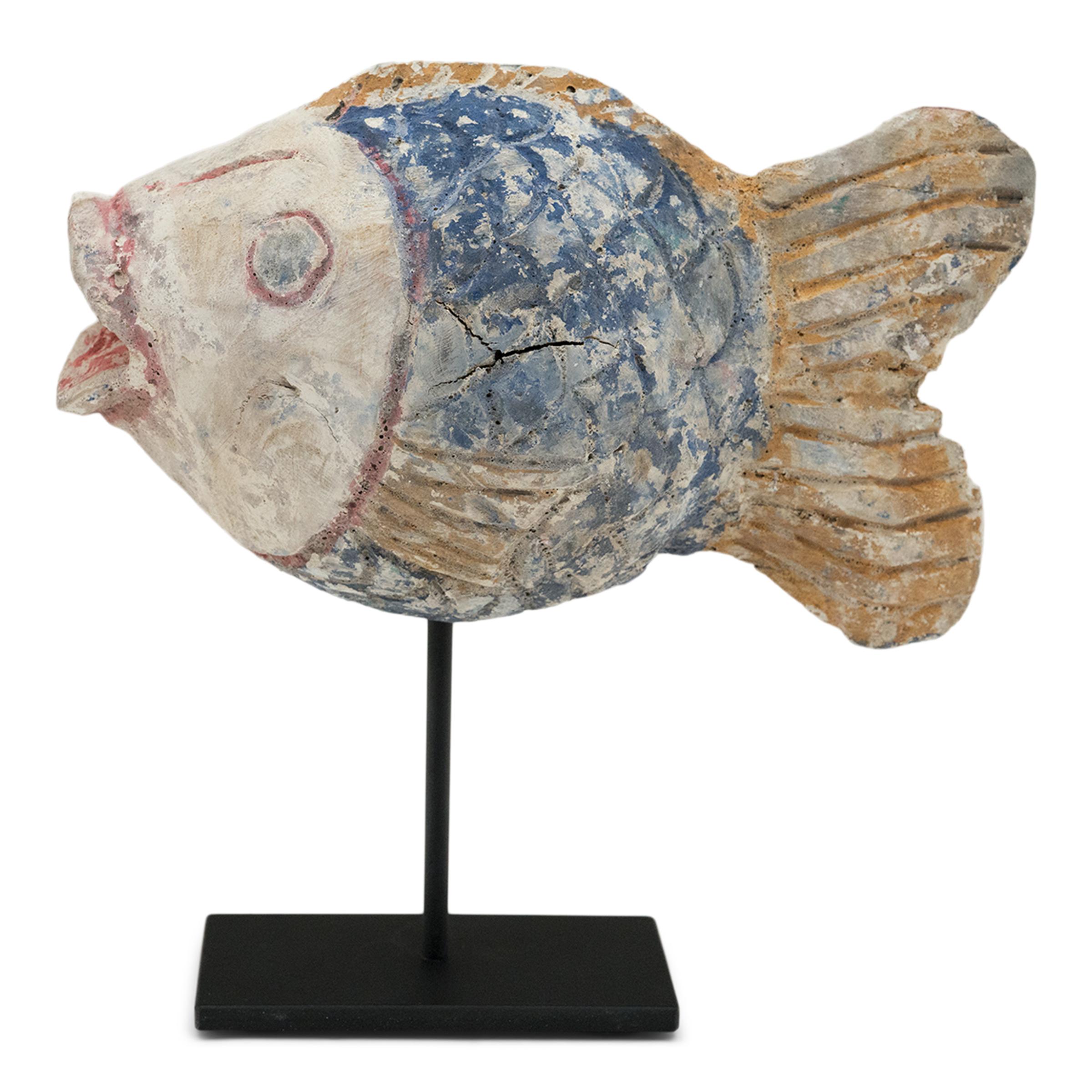 Folk Art Chinese Polychrome Lucky Fish