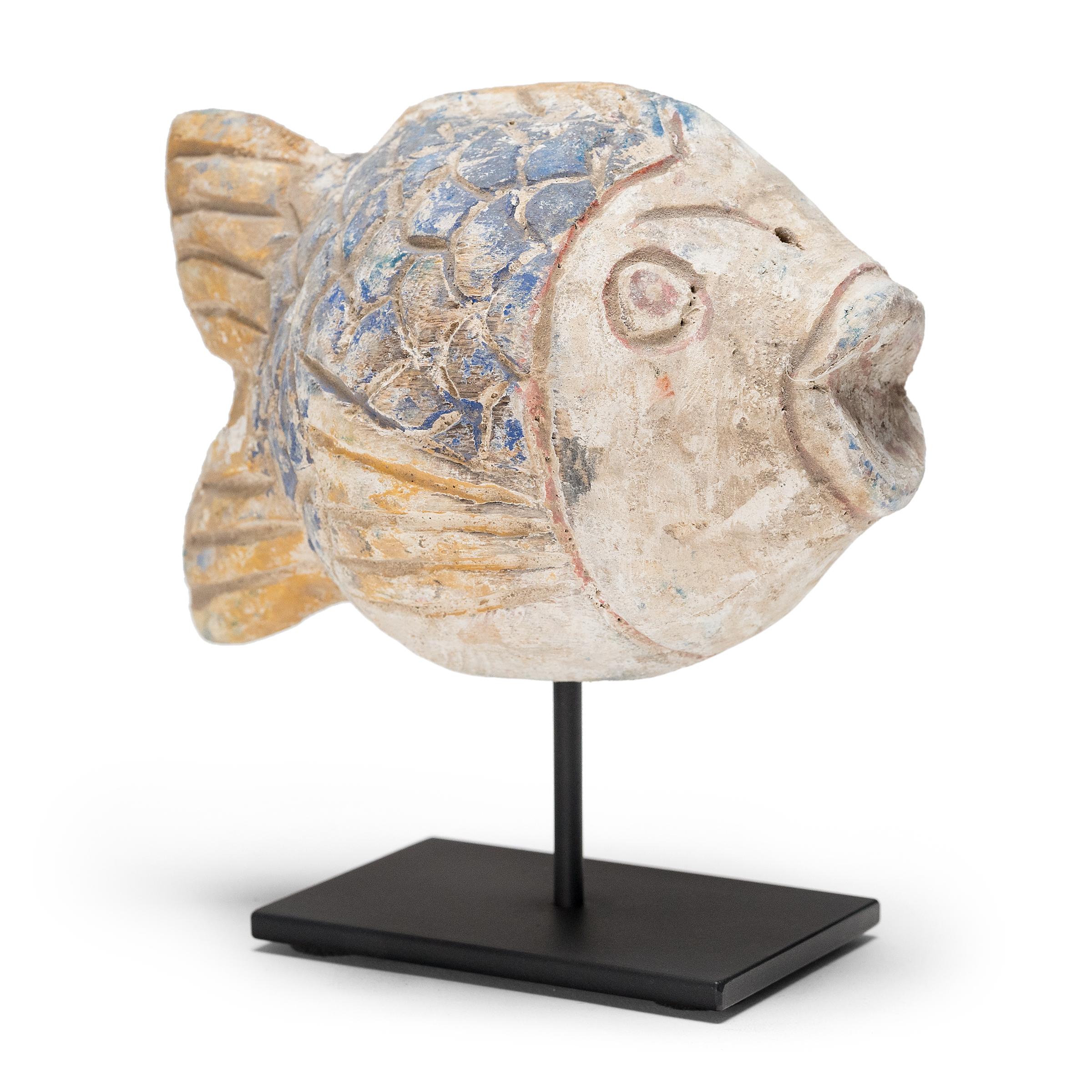 Hand-Carved Chinese Polychrome Lucky Fish