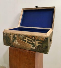Chinesische polychrome Schweinsleder-Box
