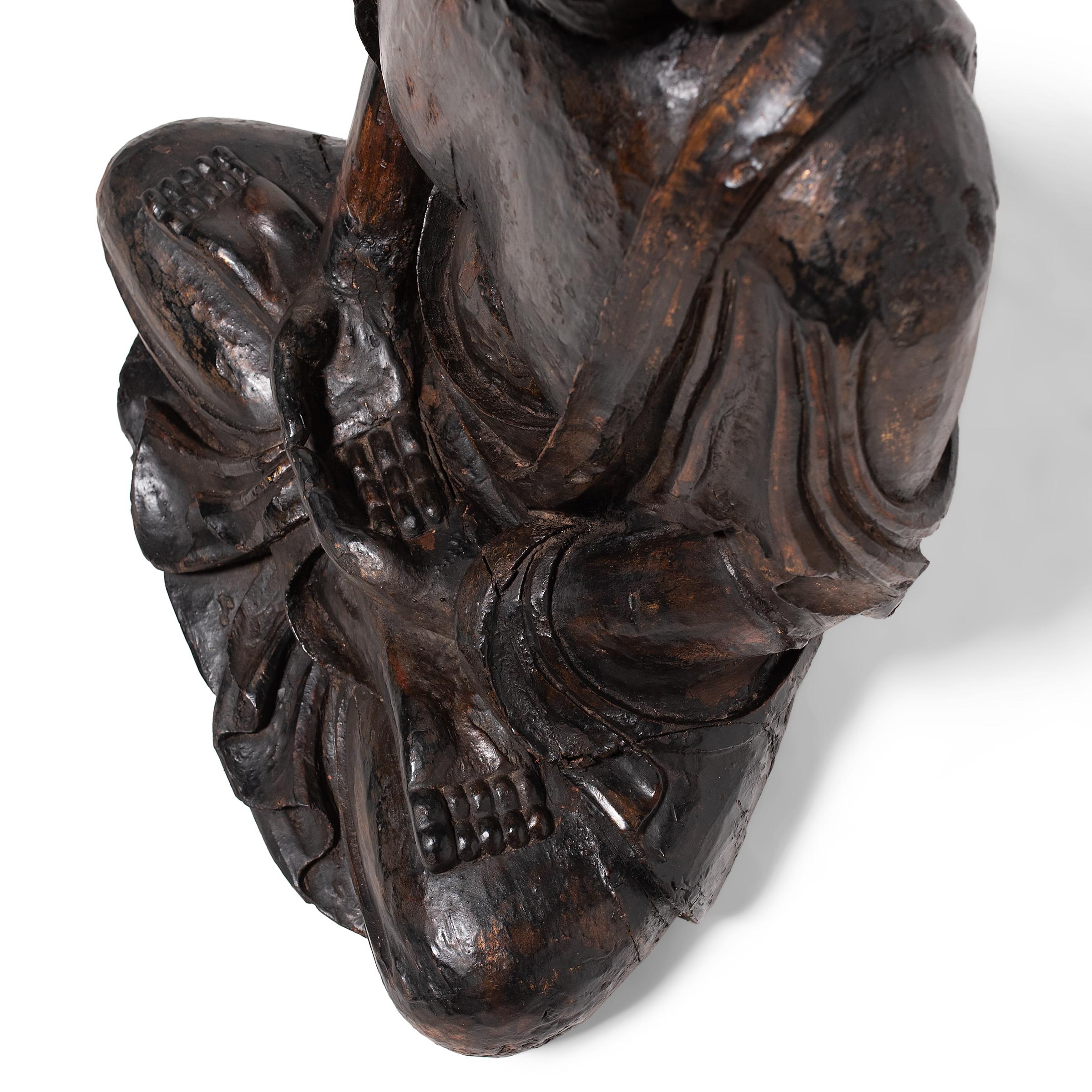 Chinese Polychrome Seated Shakyamuni Buddha 1