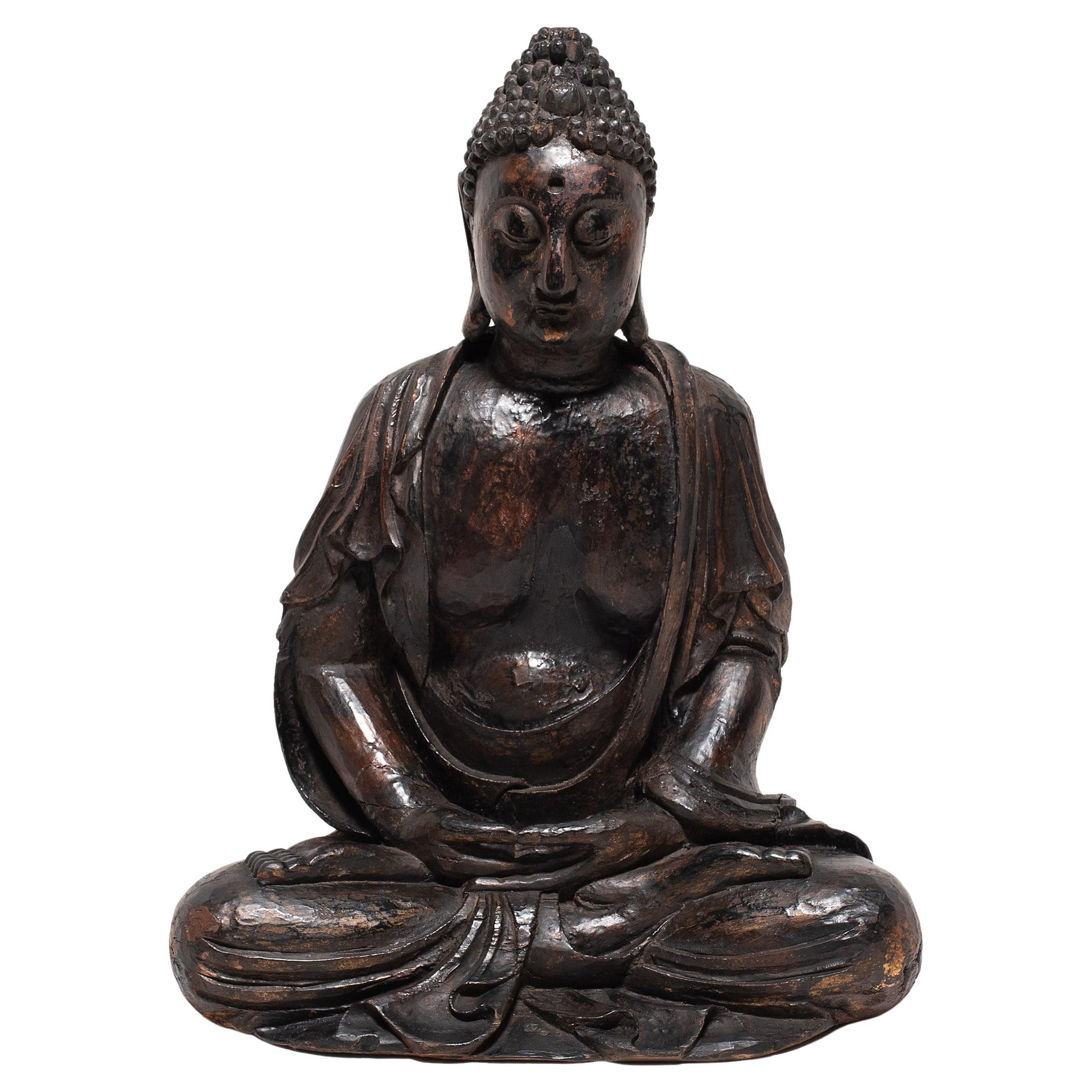 Chinese Polychrome Seated Shakyamuni Buddha