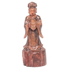 Chinese Polychrome Wooden Altar Spirit, c. 1850