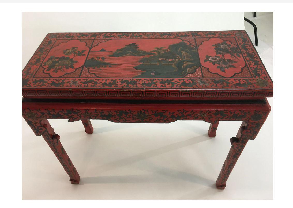 Lacquered Chinese Polychromed Altar Table For Sale