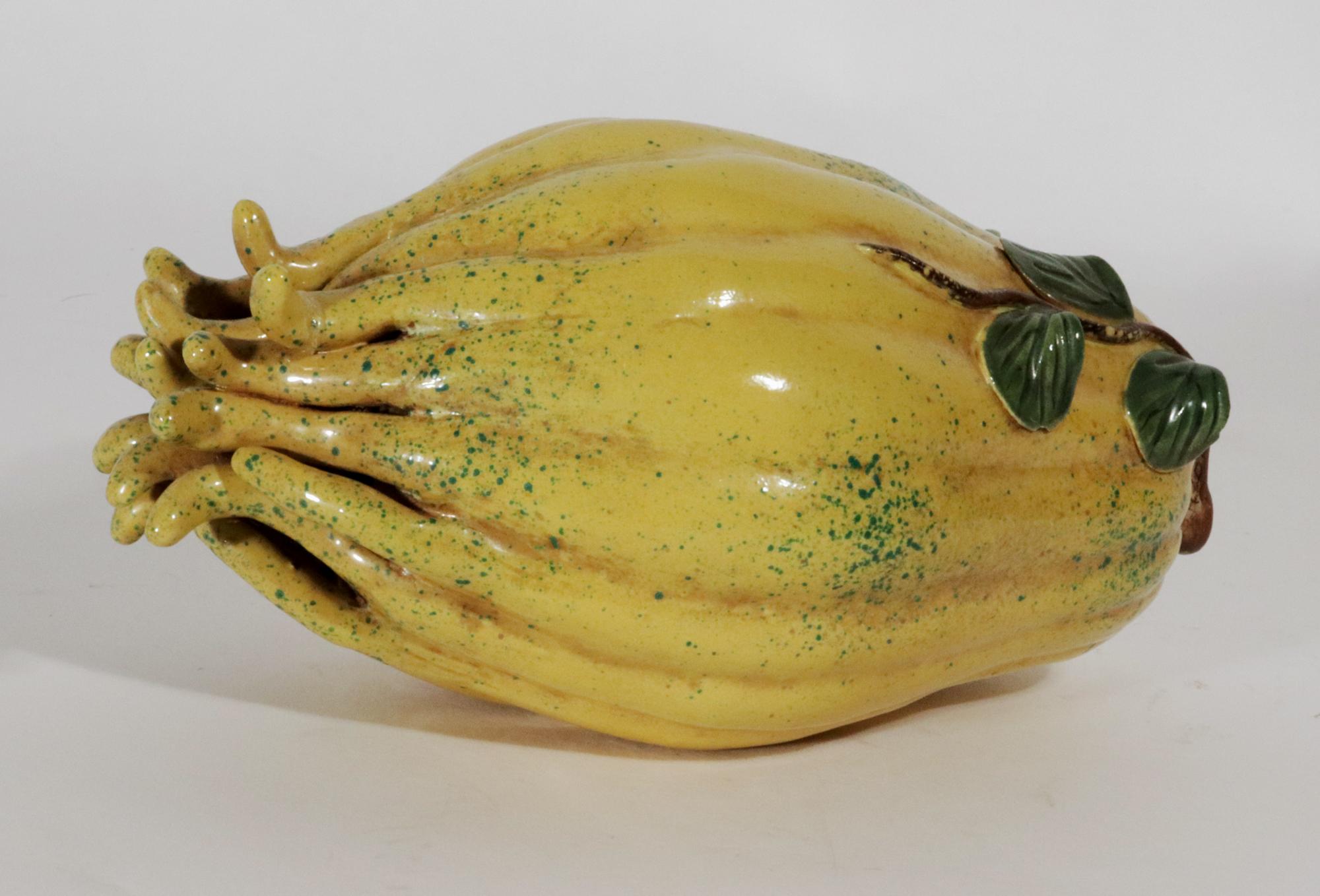 19th Century Chinese Porcelain Altar Fruit in the Form of a Buddha's Hand Citron