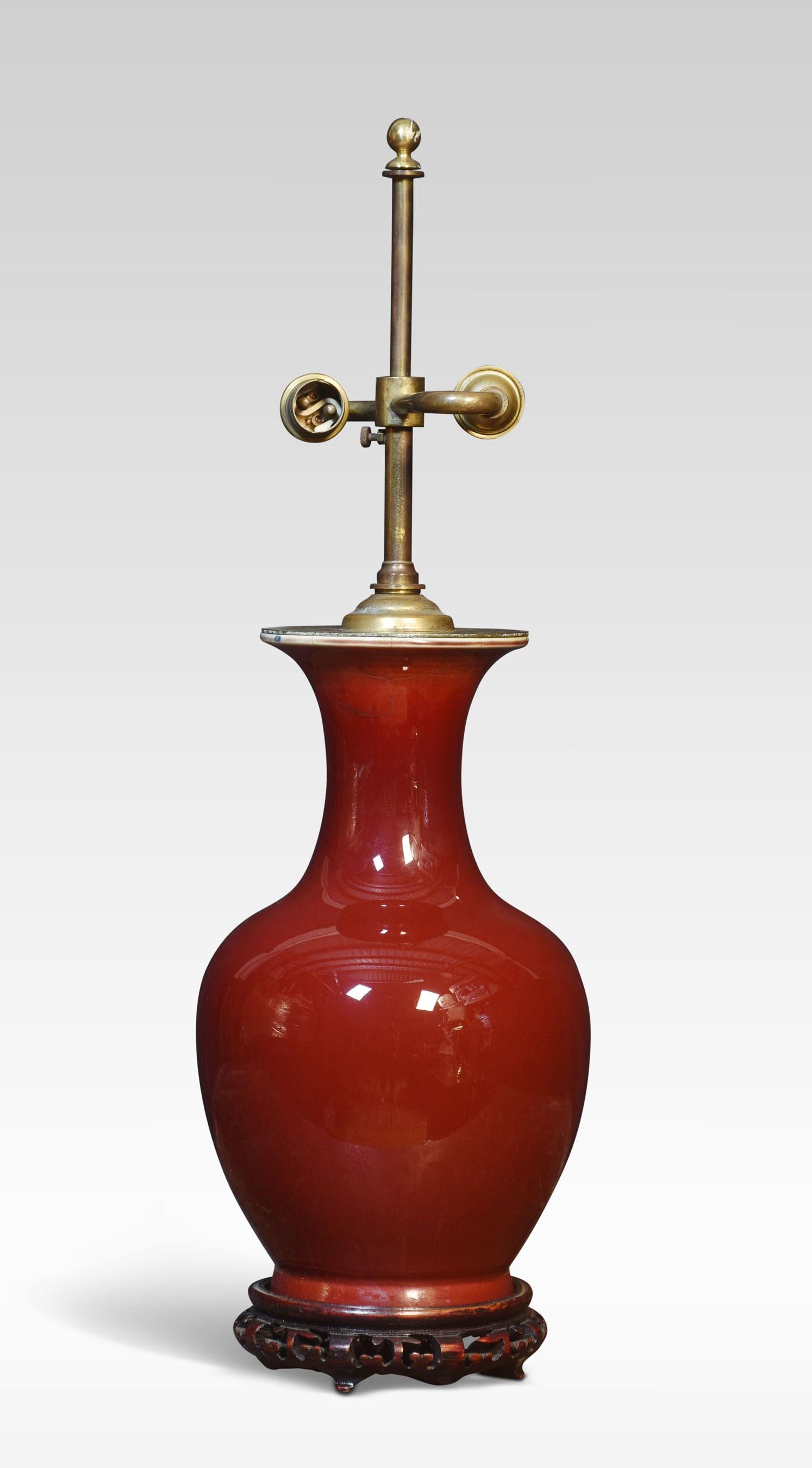 20th Century Chinese porcelain baluster vase lamp