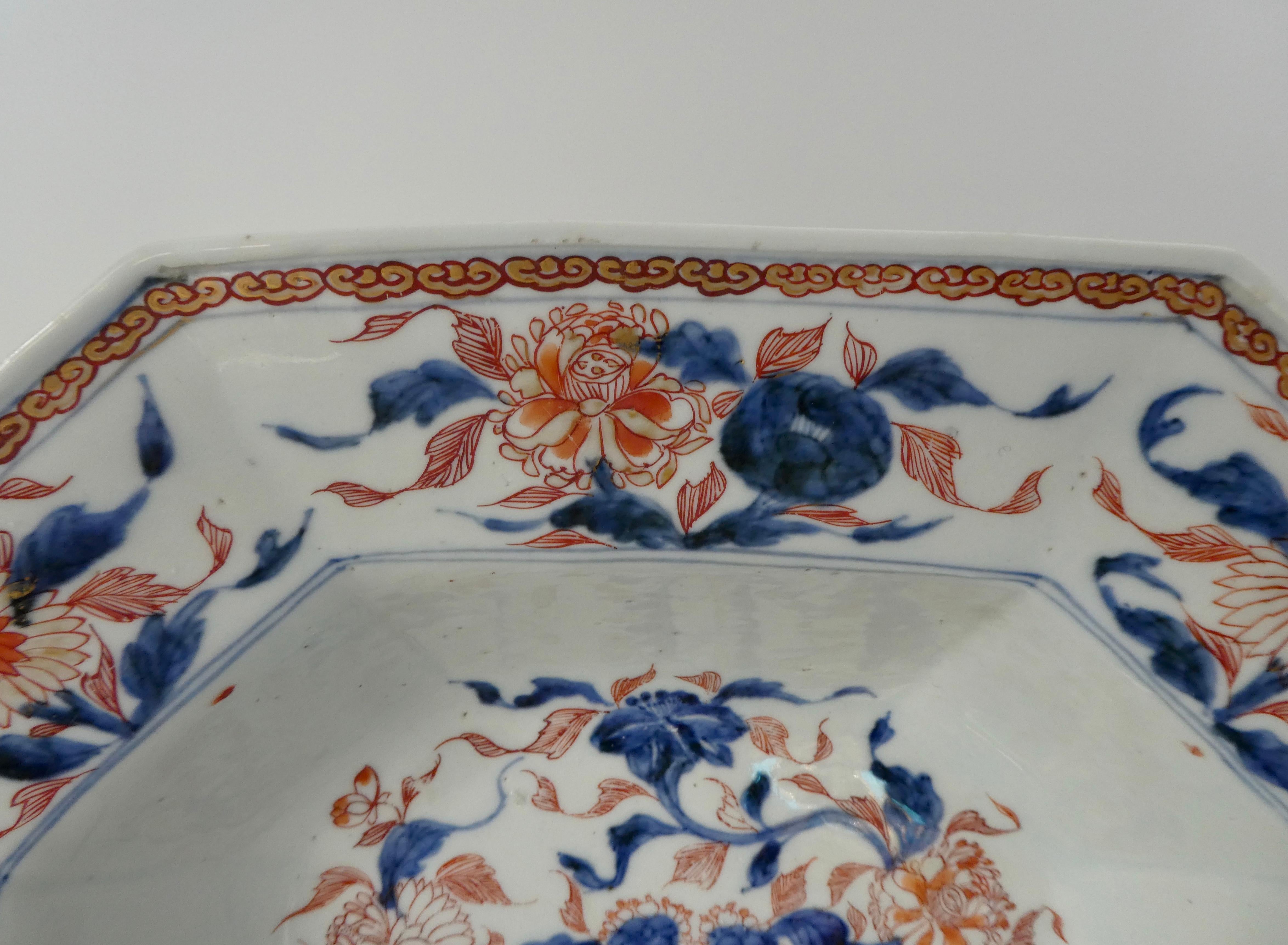 Fired Chinese Porcelain Barbers Bowl, Chinese Imari Decoration, Kangxi Period