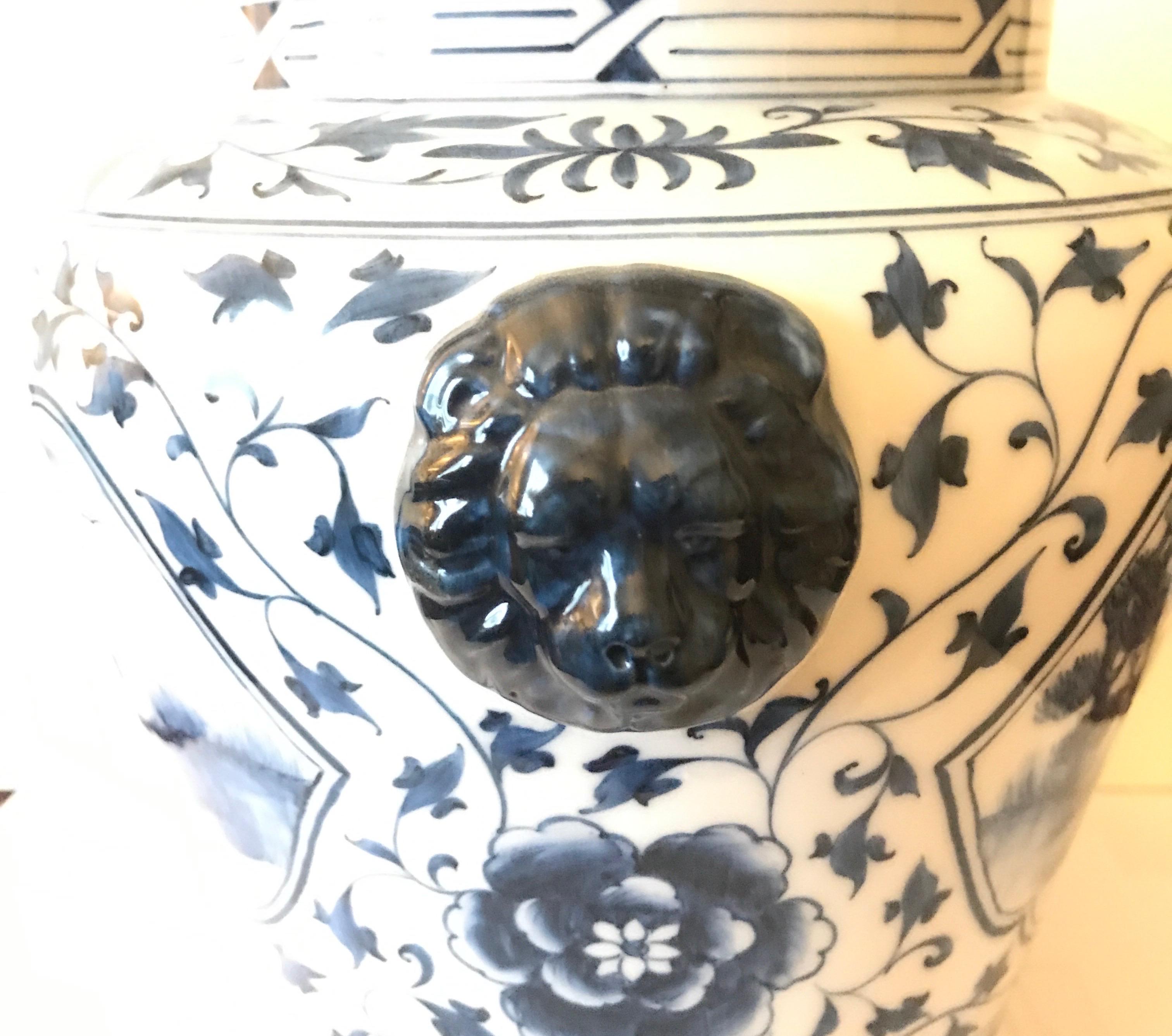 Hand-Painted Chinese Porcelain Blue and White Covered Jar