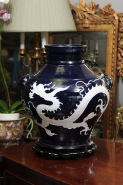 Chinese Porcelain Blue and White Dragon Baluster Vase