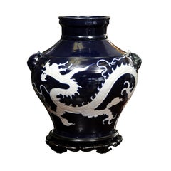 Chinese Porcelain Blue and White Dragon Baluster Vase