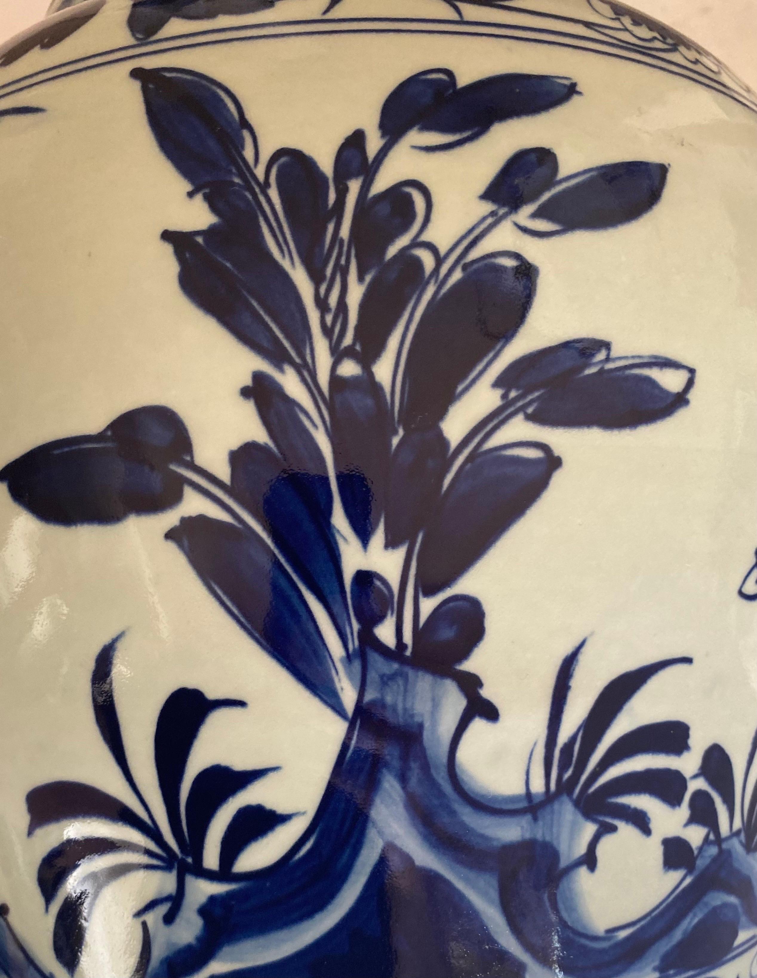 Chinesisches Porzellan Blau und Weiß Ingwer Glas Tischlampe im Angebot 7