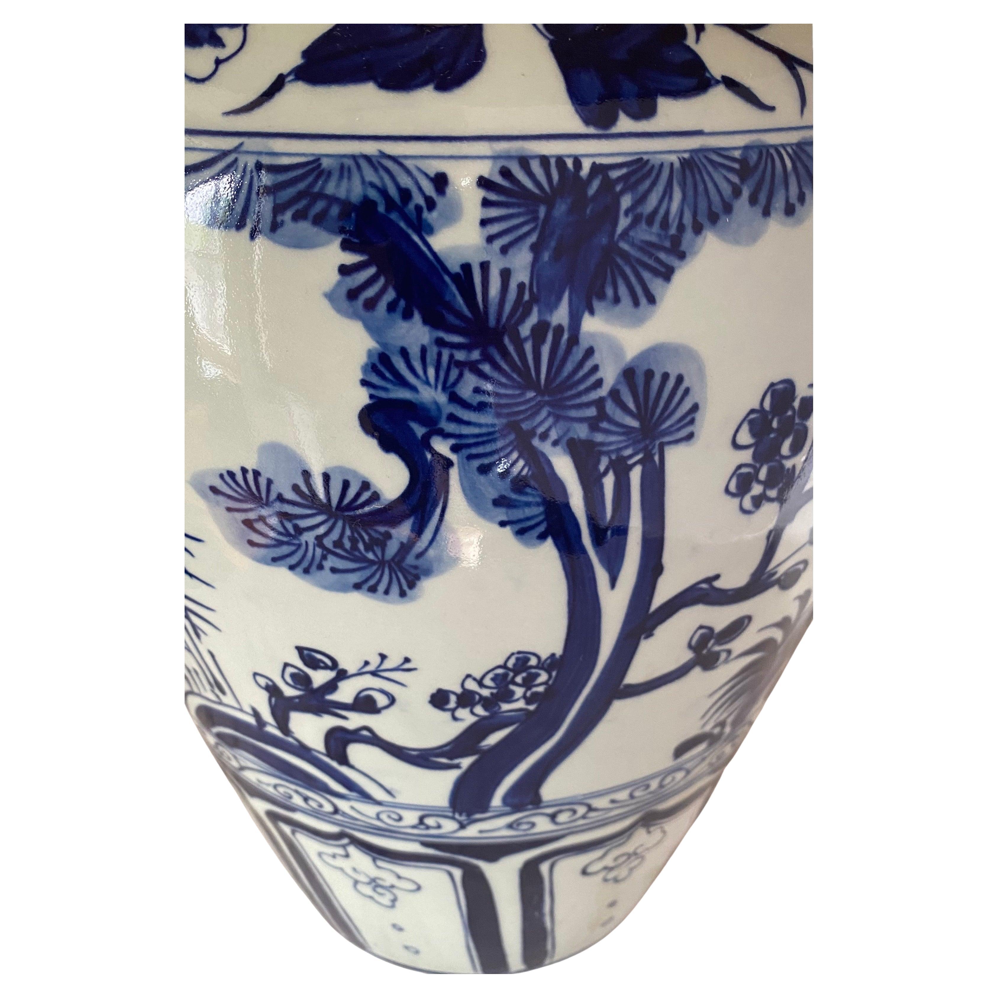 Chinesisches Porzellan Blau und Weiß Ingwer Glas Tischlampe im Angebot 1