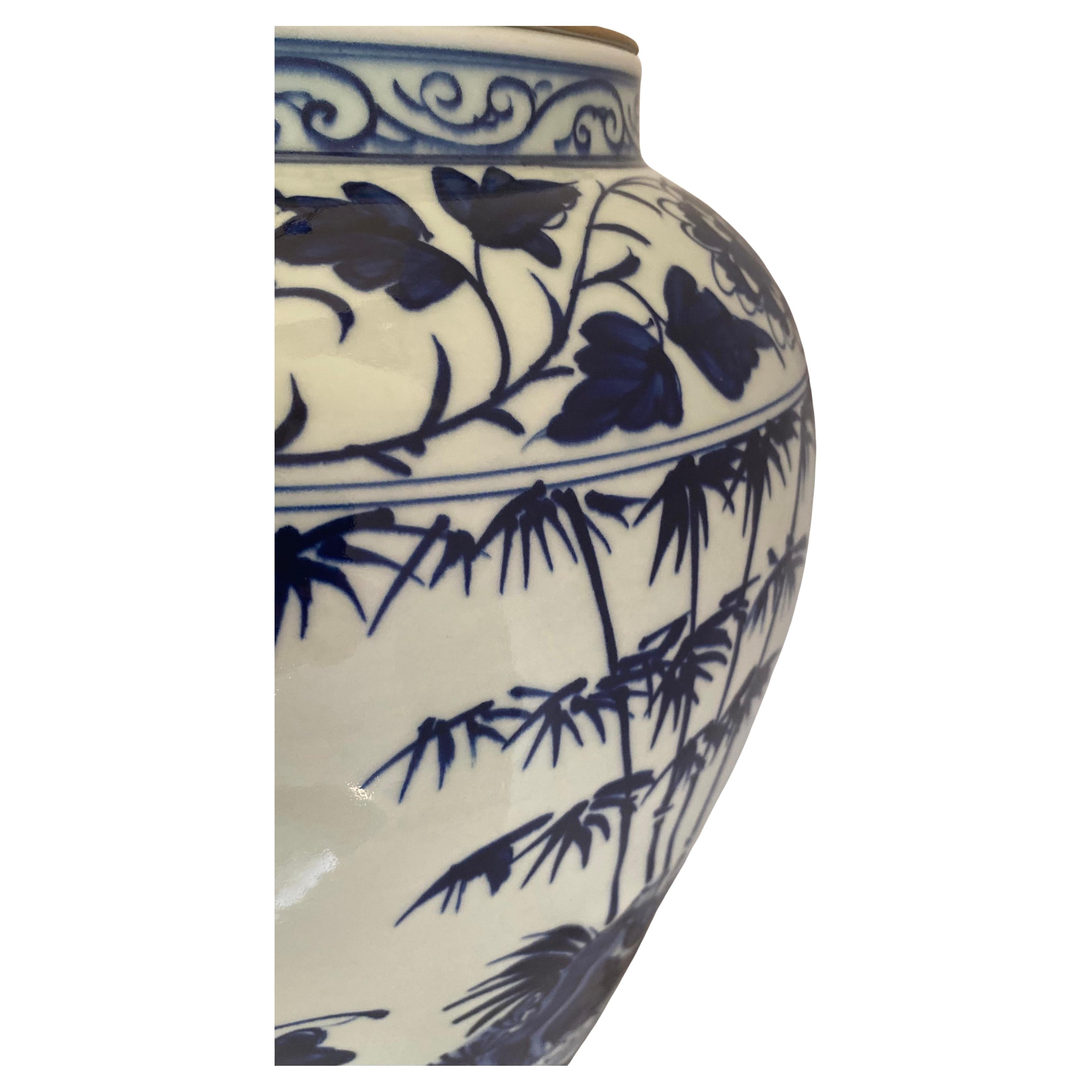 Chinesisches Porzellan Blau und Weiß Ingwer Glas Tischlampe im Angebot 2