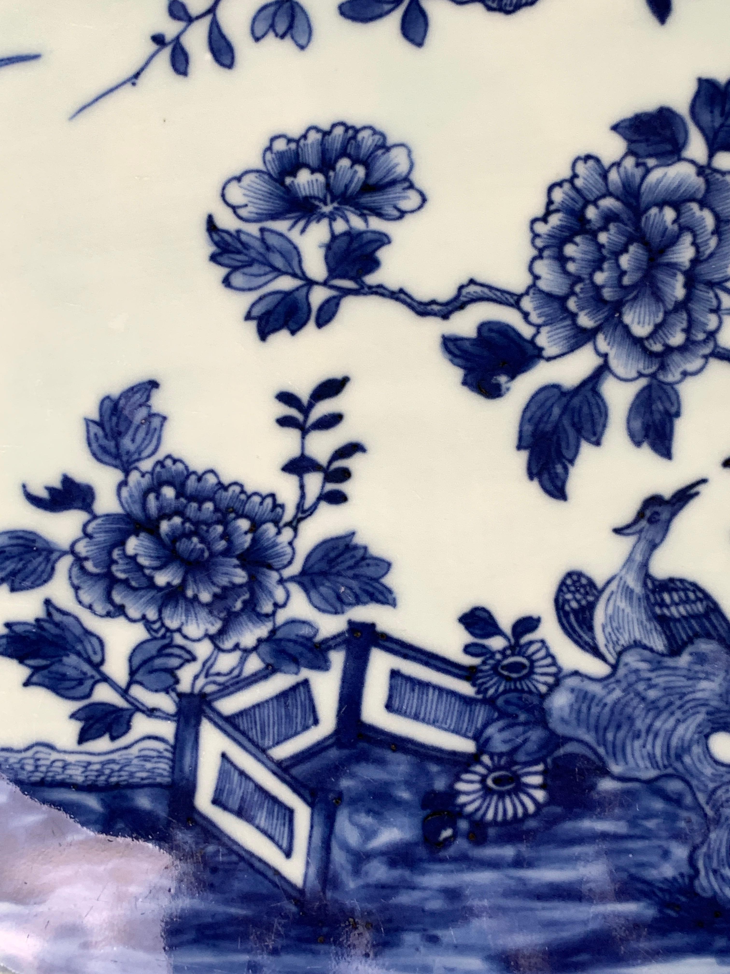 Chinese Export Chinese Porcelain Blue and White Platter Hand-Painted, 18th Century, Circa 1770