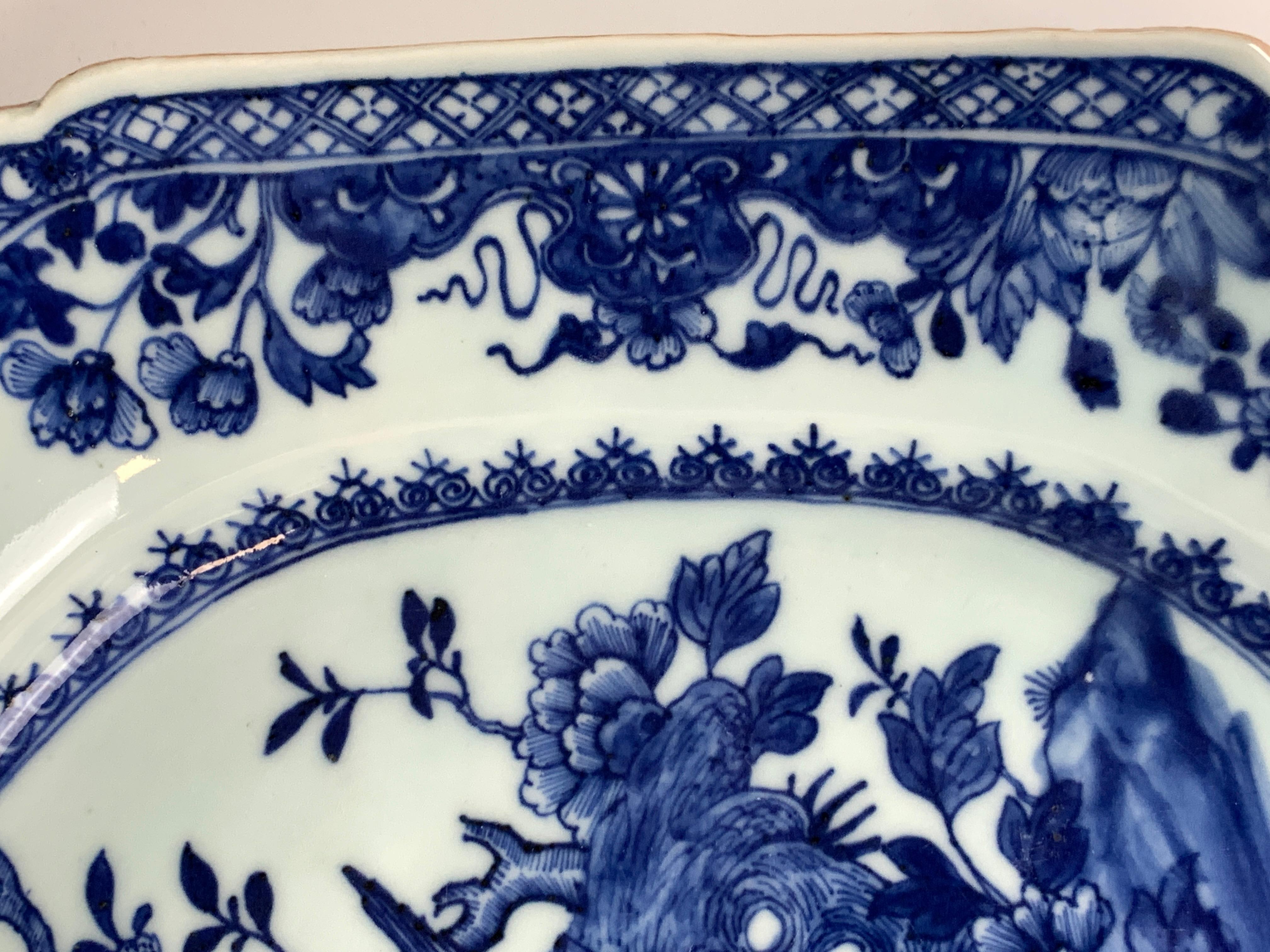 Chinese Porcelain Blue and White Platter Hand-Painted, 18th Century, Circa 1770 2