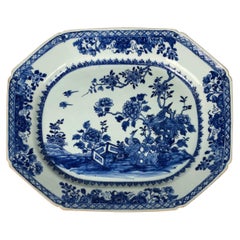 Chinese Porcelain Blue and White Platter Hand-Painted, 18th Century, Circa 1770