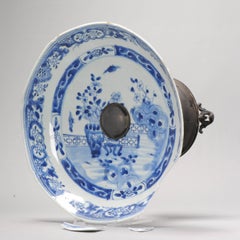 Chinese Porcelain Blue White Dish Made into Bonbonniere, 18th Century