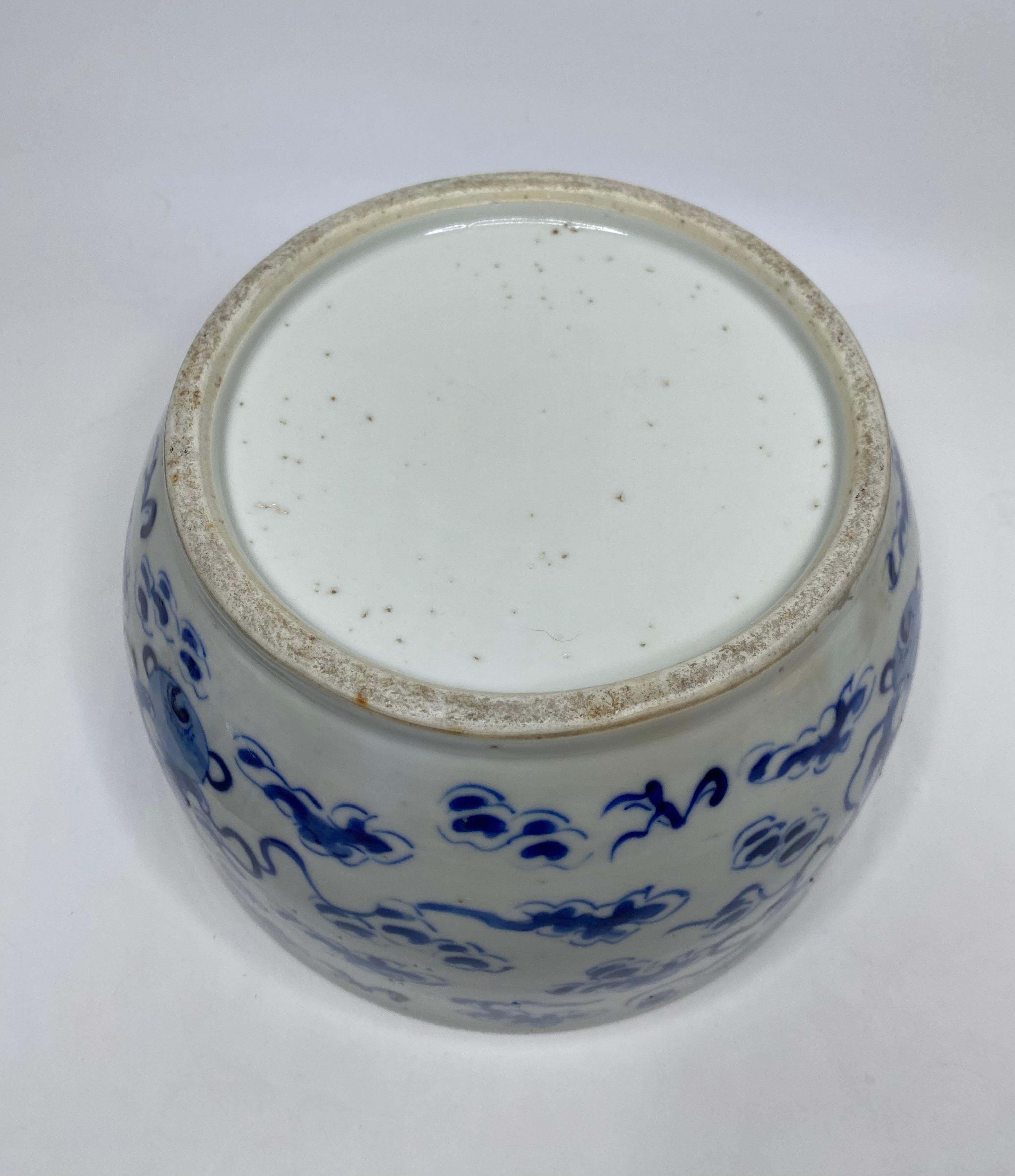 Chinese porcelain bowl and cover, Foo Dogs, c. 1880, Qing Dynasty. 1