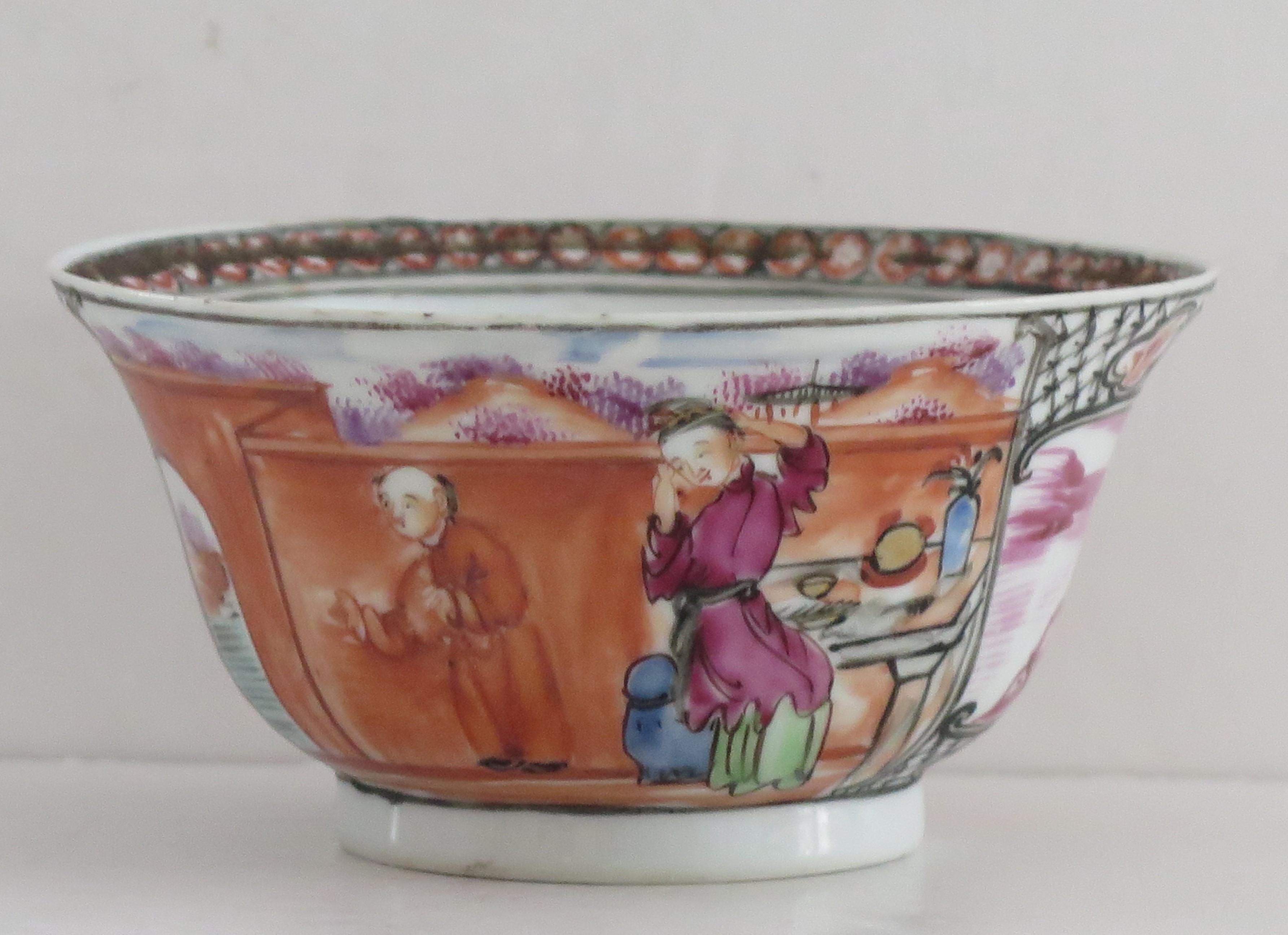 Chinese Export Chinese Porcelain Bowl Hand Painted Famille Rose, Qing Qianlong circa 1760 For Sale
