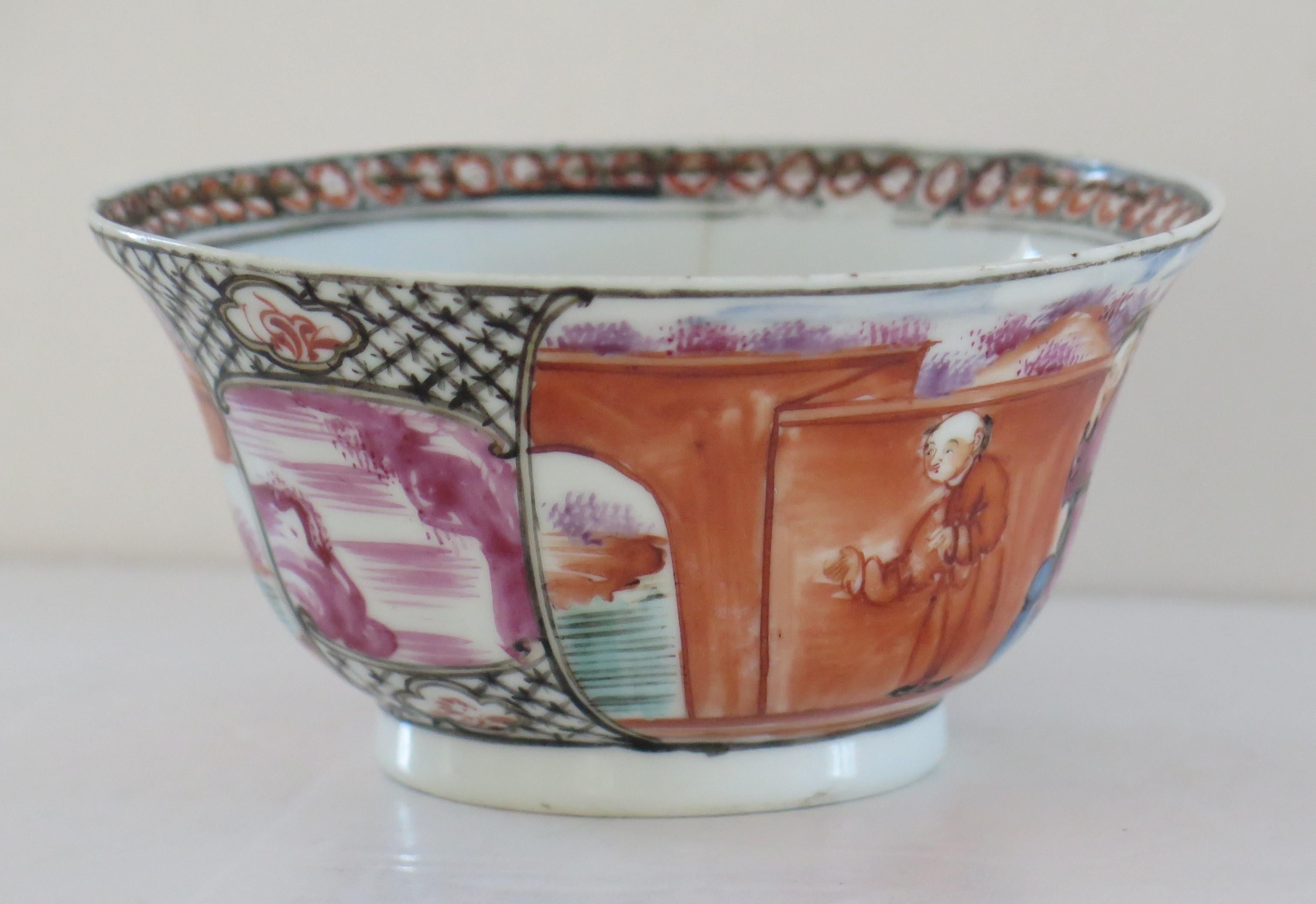18th Century Chinese Porcelain Bowl Hand Painted Famille Rose, Qing Qianlong circa 1760 For Sale